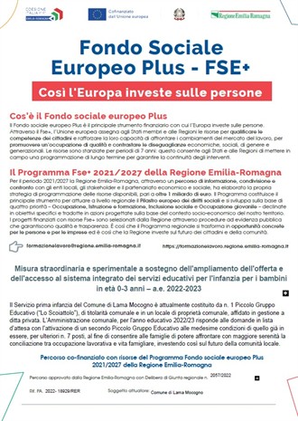 Contributo FSE Plus approvato dalla RER 