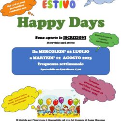 Locandina del Centro estivo con fasce di età, periodo di apertura del centro estivo